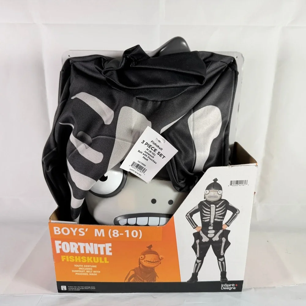 Fortnite Fishskull Youth Costume 3 Piece Set Size Medium 8-10 NIB New